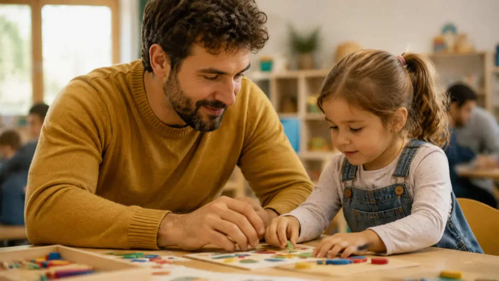 Un pare i una nena comparteixen una activitat creativa